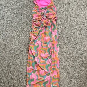 Show Me Your MuMu Barbie Pink and Orange Midi Skirt & Crop Top